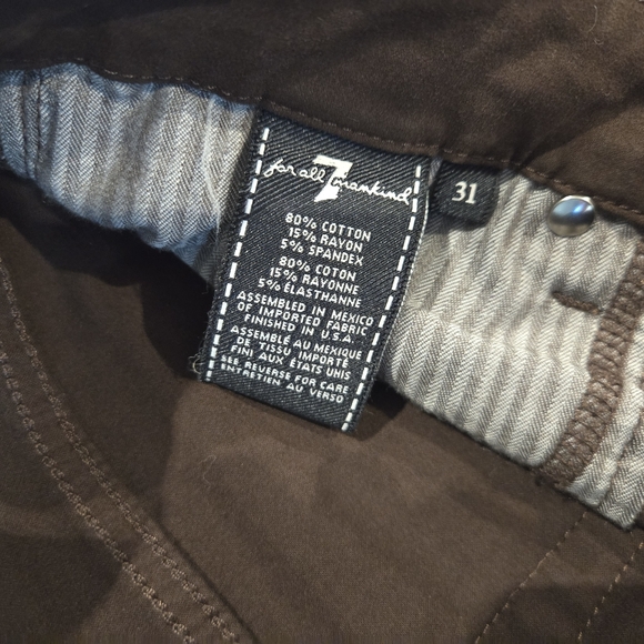 7 For All Mankind Brown Pants Mid Rise Skinny - Picture 2 of 11